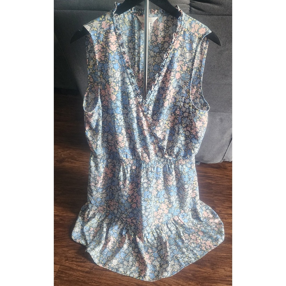 LC Lauren Conrad Dress Size XL Floral Sleeveless Ruffled Blue Pink Extra Large - Picture 6 of 9